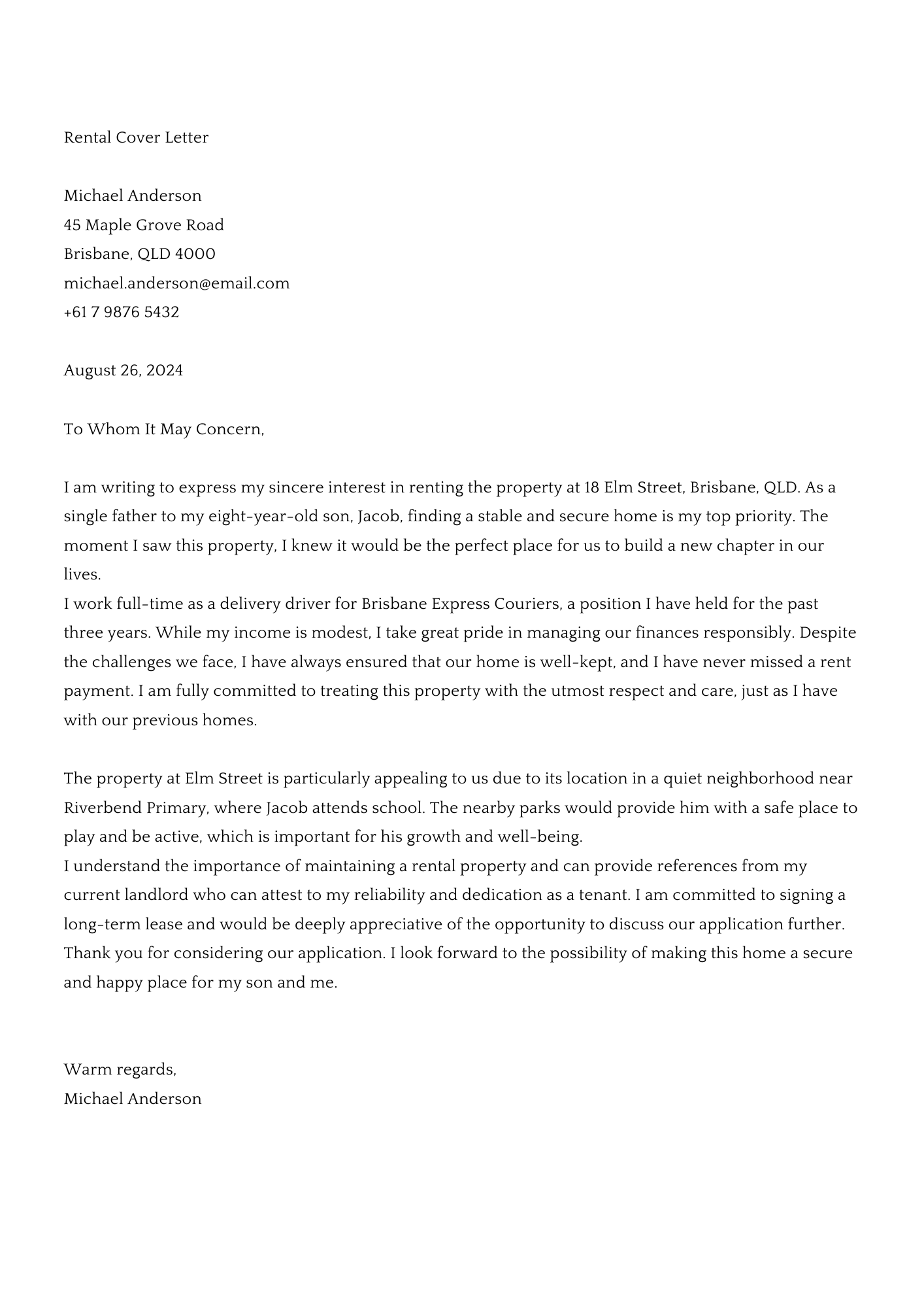 Rental Cover Letter Service