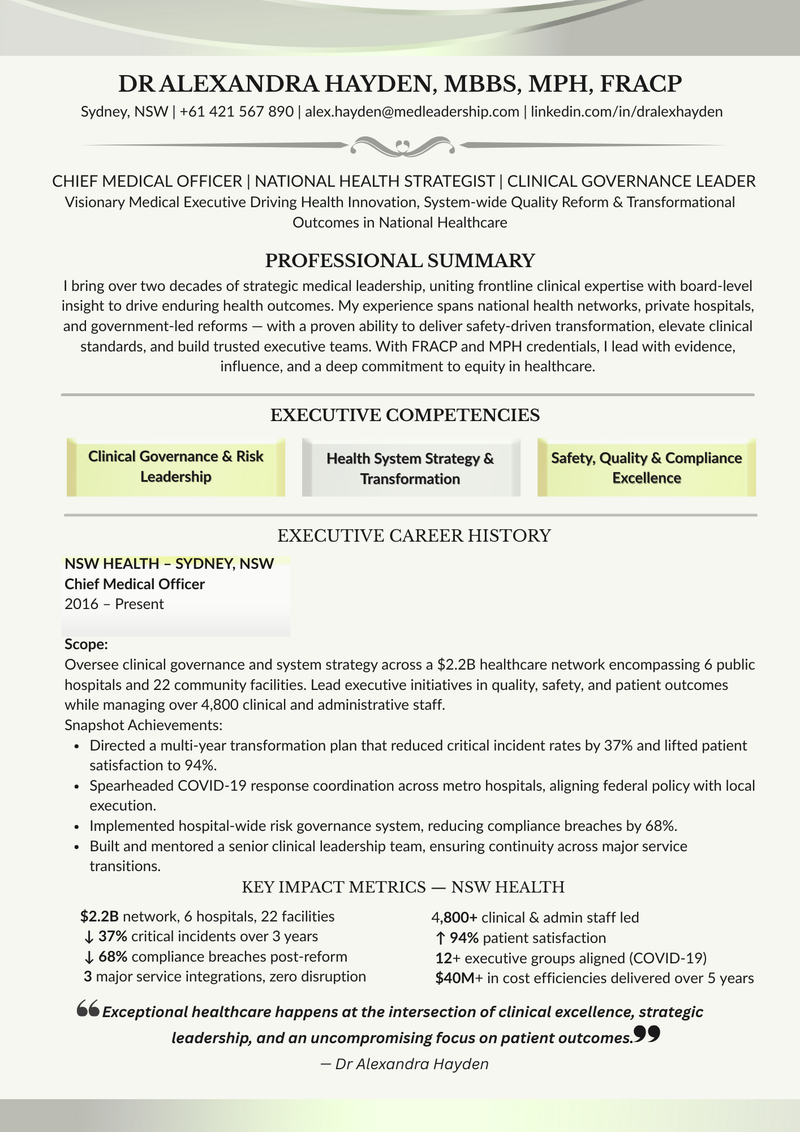 Chief Medical Officer Resume