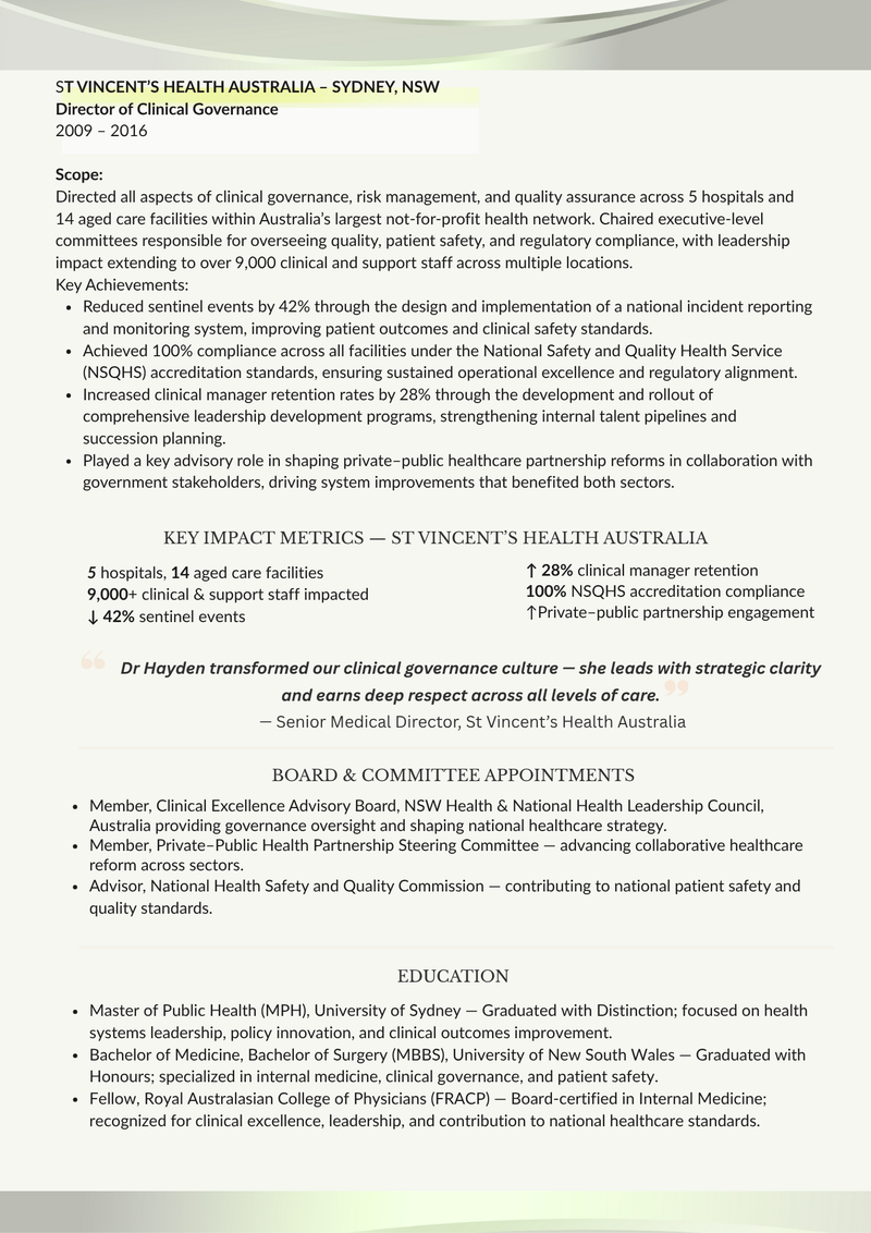 Chief Medical Officer Resume – Page 2
